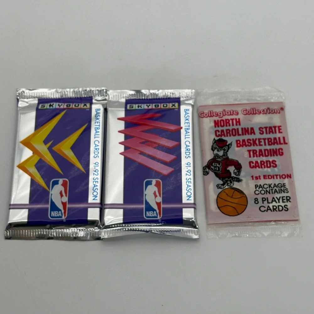 Lot of 3 Vintage Basketball Card Packs 1991-92 SkyBox NBA & NC State 1st Edition